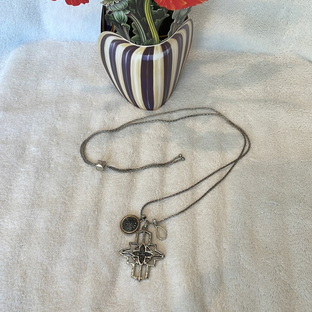 Silver Cross & Charm necklace